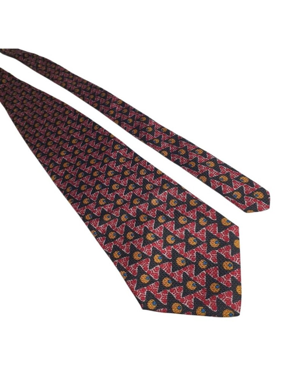Basic Elements Mens Neck Tie Colorful Office Pattern Red Black Yellow Blue Silk
